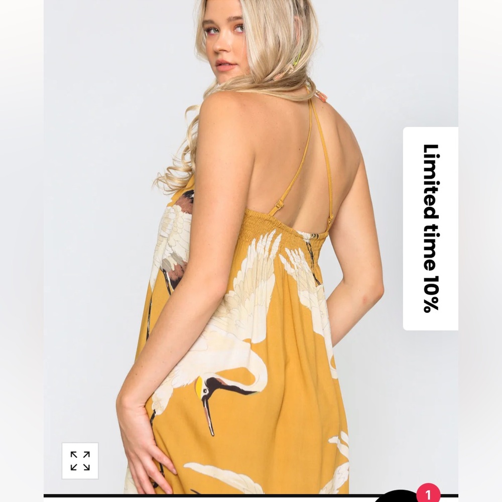 NWT ARATTA Mustard Cranes of Heaven Maxi Dress - Picture 2 of 16